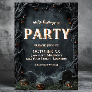 Invitación Cementerio espeluznante lápidas 3D Halloween