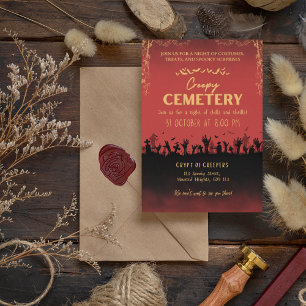 Invitación Cementerio espeluznante Vermillii con acento Topaz