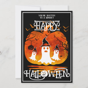 Invitación Cementerio fantasma Felices Halloween