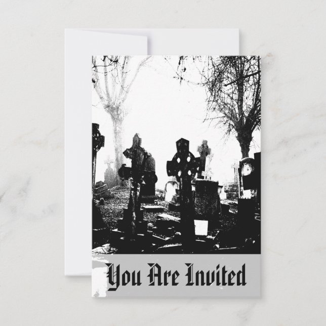 Invitación Cementerio gótico espeluznante (Anverso)