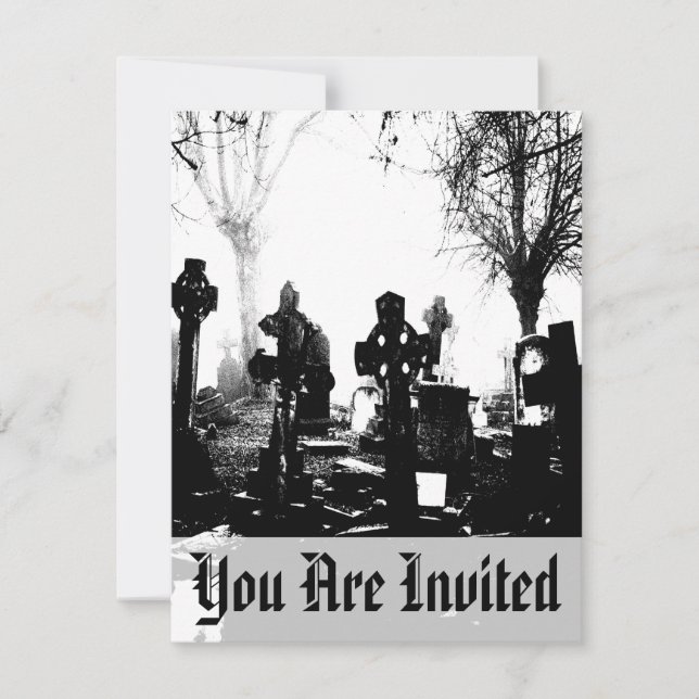 Invitación Cementerio gótico espeluznante (Anverso)