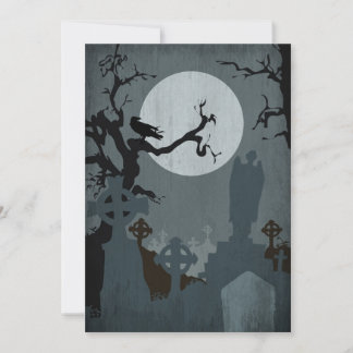 Invitación Cementerio y luna llena para Halloween