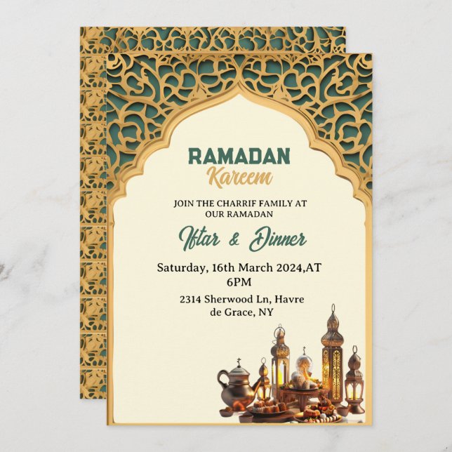 Invitación Cena 2025 de Iftar Fiesta Ramadan (Anverso / Reverso)