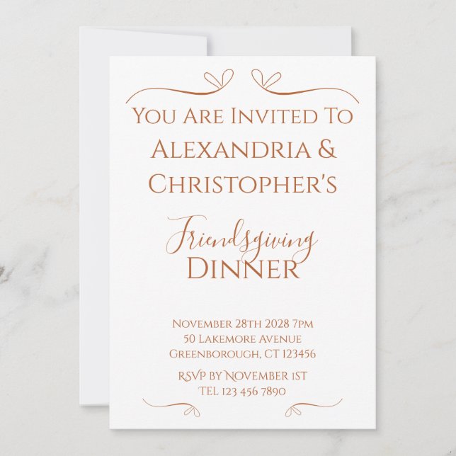 Invitación Cena agradable Moda mínima (Anverso)