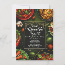 Invitación Cena alrededor del mundo, fiesta de degustación de