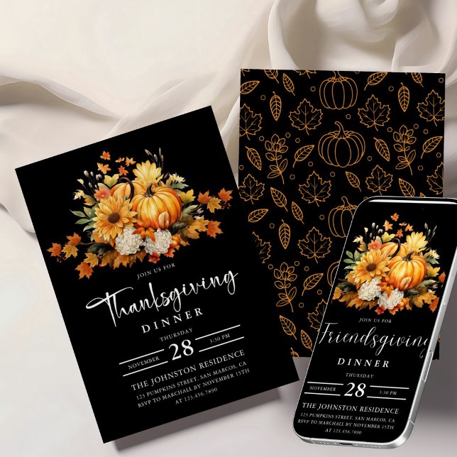 Invitación Cena amistosa acuarela Calabaza otoño (Subido por el creador)
