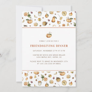 Invitación Cena amistosa Calabaza de otoño Día de Acción de G