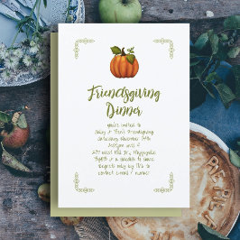 Invitación Cena amistosa Calabaza Minimalista