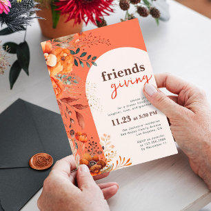 Invitación Cena amistosa con arcos blancos florales