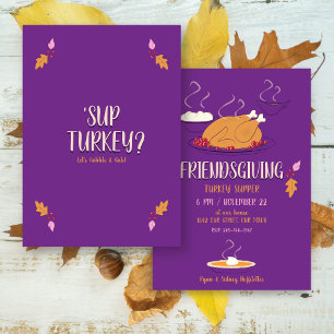 Invitación Cena amistosa   Morado y oro