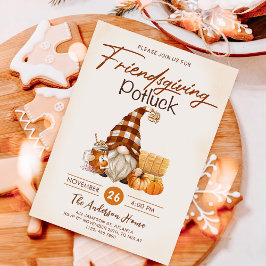 Invitación Cena amistosa Potluck Gnomes Cae Calabaza