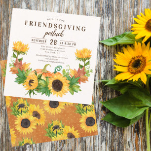 Invitación Cena amistosa Potluck Sunflower Pumpkin