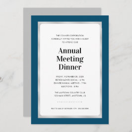 Invitación Cena anual de reuniones | Azul marino y plata