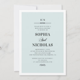 Invitación Cena azul simple de ensayo. Clásico elegante