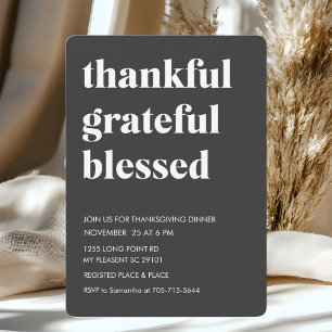 Invitación Cena bendecida y agradecida de Black Thankful