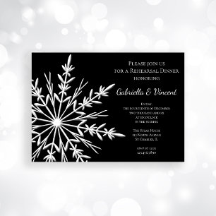 Invitación Cena blanco y negro del ensayo del invierno del