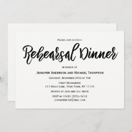 Invitación Cena blanco y negro simple del ensayo