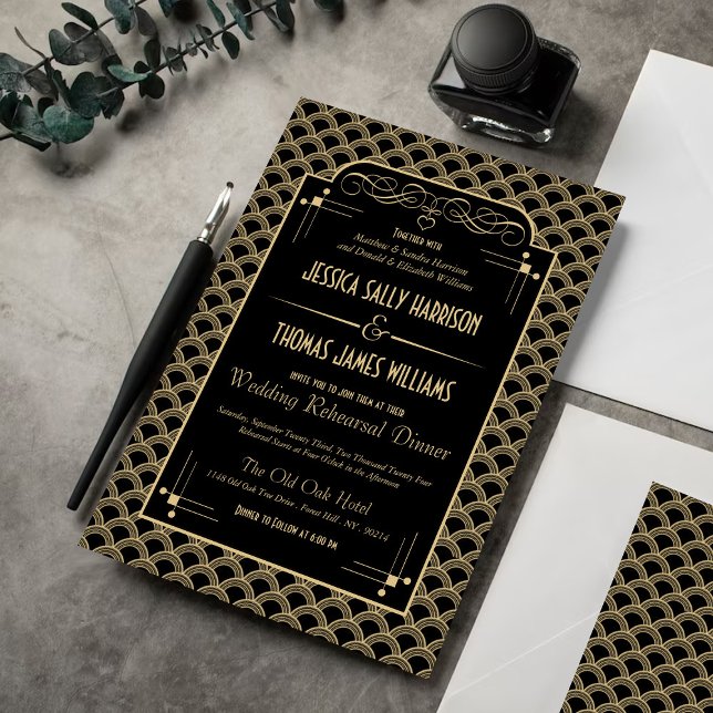 Invitación Cena Boda Art Decó de Gatsby de los años 20 (Subido por el creador)