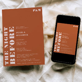 Invitación Cena boda audaz de terracota