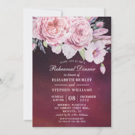 Invitación Cena boda Boho Floral Purple Lights