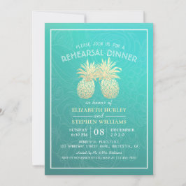 Invitación Cena boda Cena Pareja de Piña Dorada