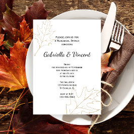 Invitación Cena Boda de ensayo de hojas de roble de otoño