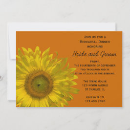 Invitación Cena Boda de girasol en Naranja