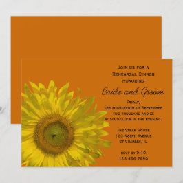 Invitación Cena Boda de girasol en Naranja