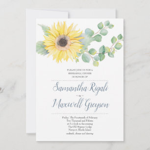 Invitación Cena Boda de girasol y eucalipto