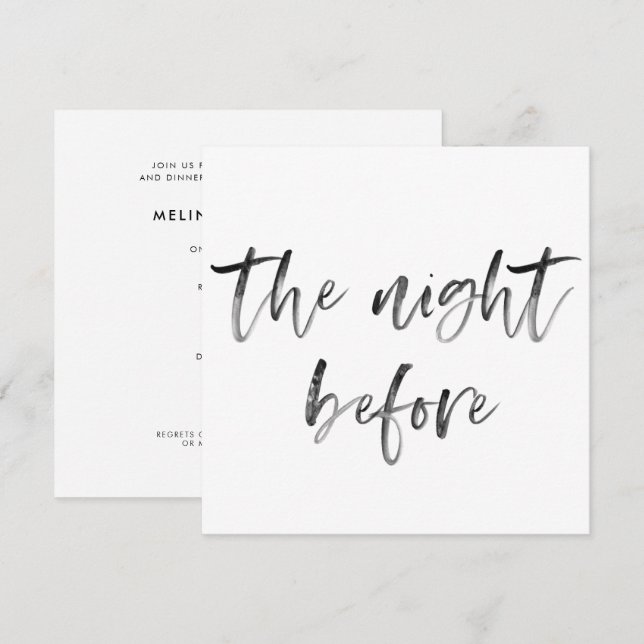 Invitación Cena Boda de guión de caligrafía de pincel moderna (Anverso / Reverso)