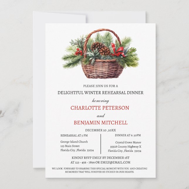 Invitación Cena Boda de invierno o Navidades (Anverso)