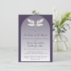 Invitación Cena Boda de la libélula morada oscura