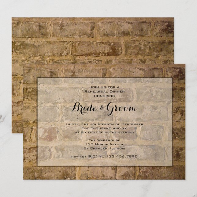 Invitación Cena Boda de ladrillos de Moda industrial (Anverso / Reverso)