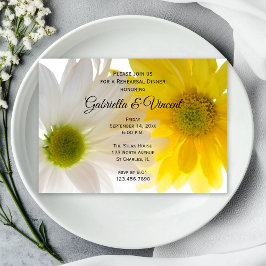 Invitación Cena Boda de margaritas amarillas y blancas