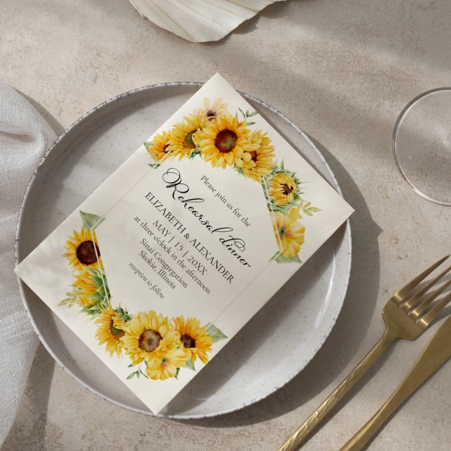 Invitación Cena Boda de otoño con flores de girasol  (Subido por el creador)