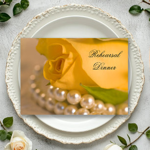 Invitación Cena Boda de Perlas Blancas Rosas Amarillas