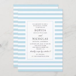 Invitación Cena boda de rayas náuticas azules