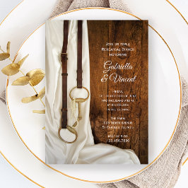 Invitación Cena Boda de satén blanco y de bit de caballo