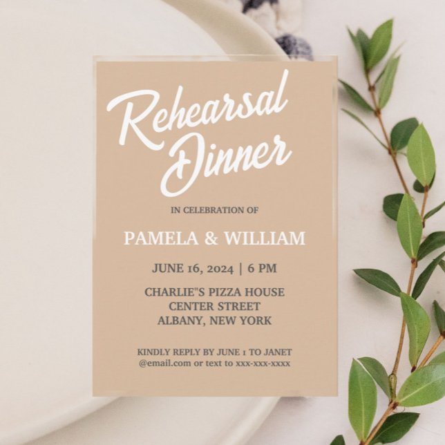 Invitación Cena Boda estilo sencillo beige (In Situ Wedding)