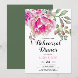 Invitación Cena boda floral de color rosa acuarela