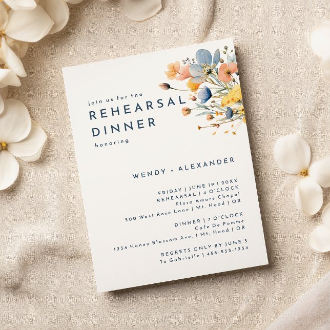 Invitación Cena Boda floral elegante audaz (Subido por el creador)