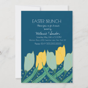 Invitación Cena Brunch Floral de Tulipanes Pascua Familiar Az