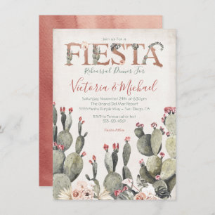 Invitación Cena Cactus Floral de Fiesta Mexicana