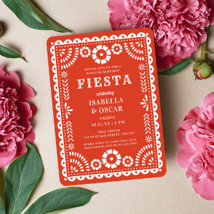 Invitación Cena cálida del Boda del Papel Rojo Picado