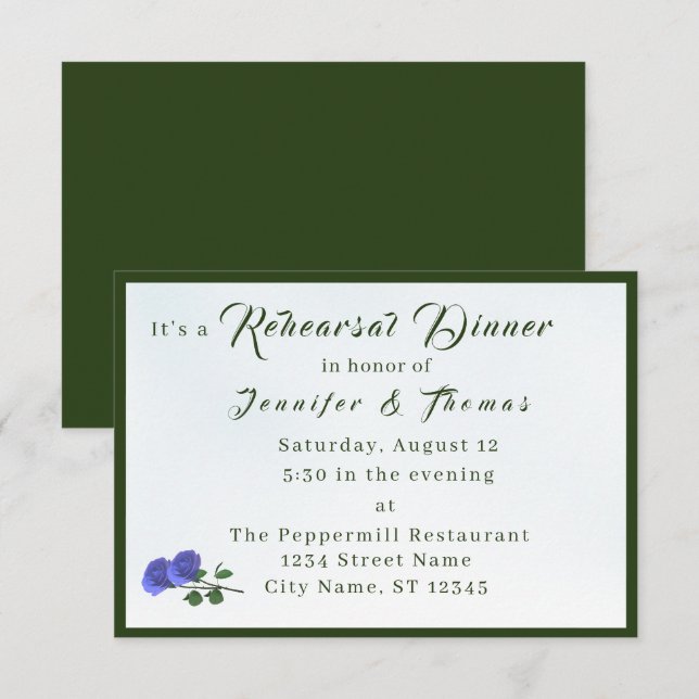 Invitación Cena católica de ensayo azul/verde (Anverso / Reverso)