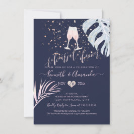 Invitación Cena/champán rosado/palmas para el ensayo PixDezin