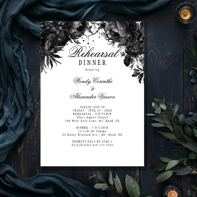 Invitación Cena clásica de Boda blanco gótico (Subido por el creador)
