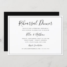 Invitación Cena clásica de Boda blanco negro