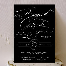 Invitación Cena clásica de Boda blanco negro