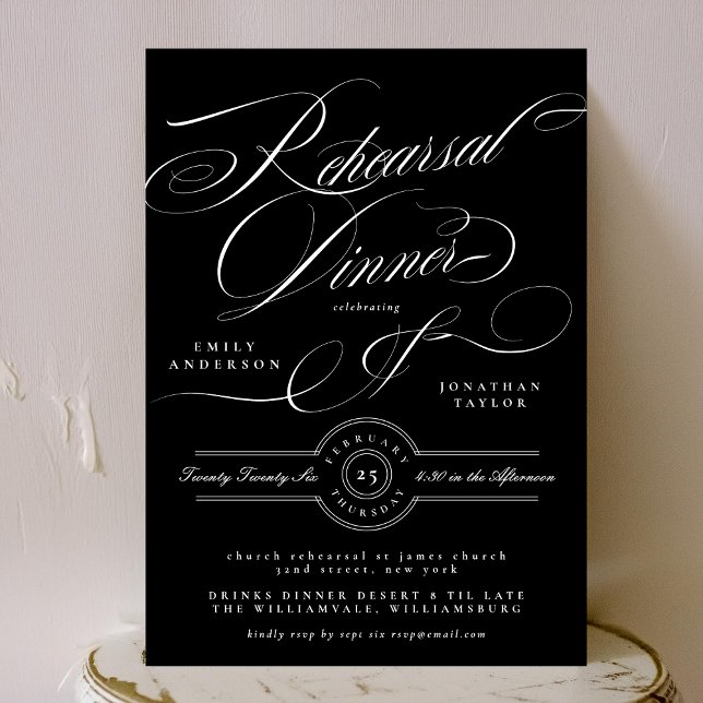 Invitación Cena clásica de Boda blanco negro (Subido por el creador)